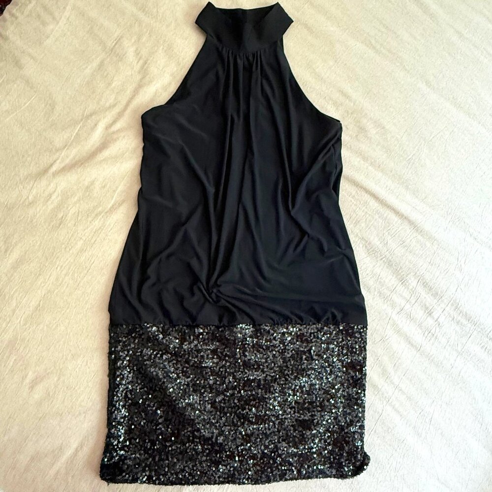 Frederick's of Hollywood Little Black‎ Dress with Sequin Bottom Size M
